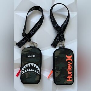 🪪Hurley One and Only Shark Bite Graphic ID Lanyard Pouch wallet-style case-camo